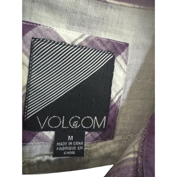 Volcom Womens Medium Cotton Purple Plaid Luna Long Sleeve Button Top #5650 - Picture 6 of 15